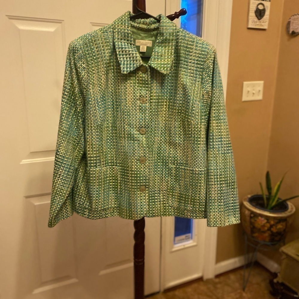 NWOT APPLESEEDS GREEN TWEED BLAZER SIZE 18P